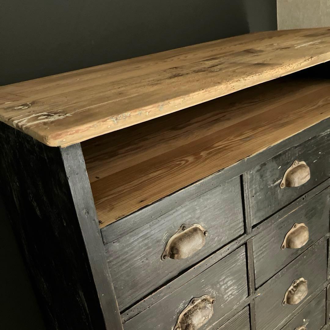 フランス アンティーク シェルフ ウッドラック キャビネット インダストリアル