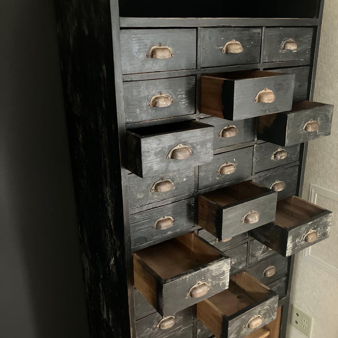 フランス アンティーク シェルフ ウッドラック キャビネット インダストリアル