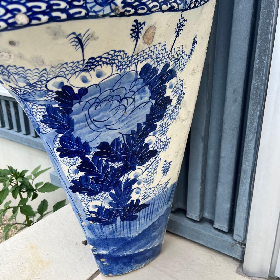 瀬戸本業窯　見立て鉢植え　花器　明治期