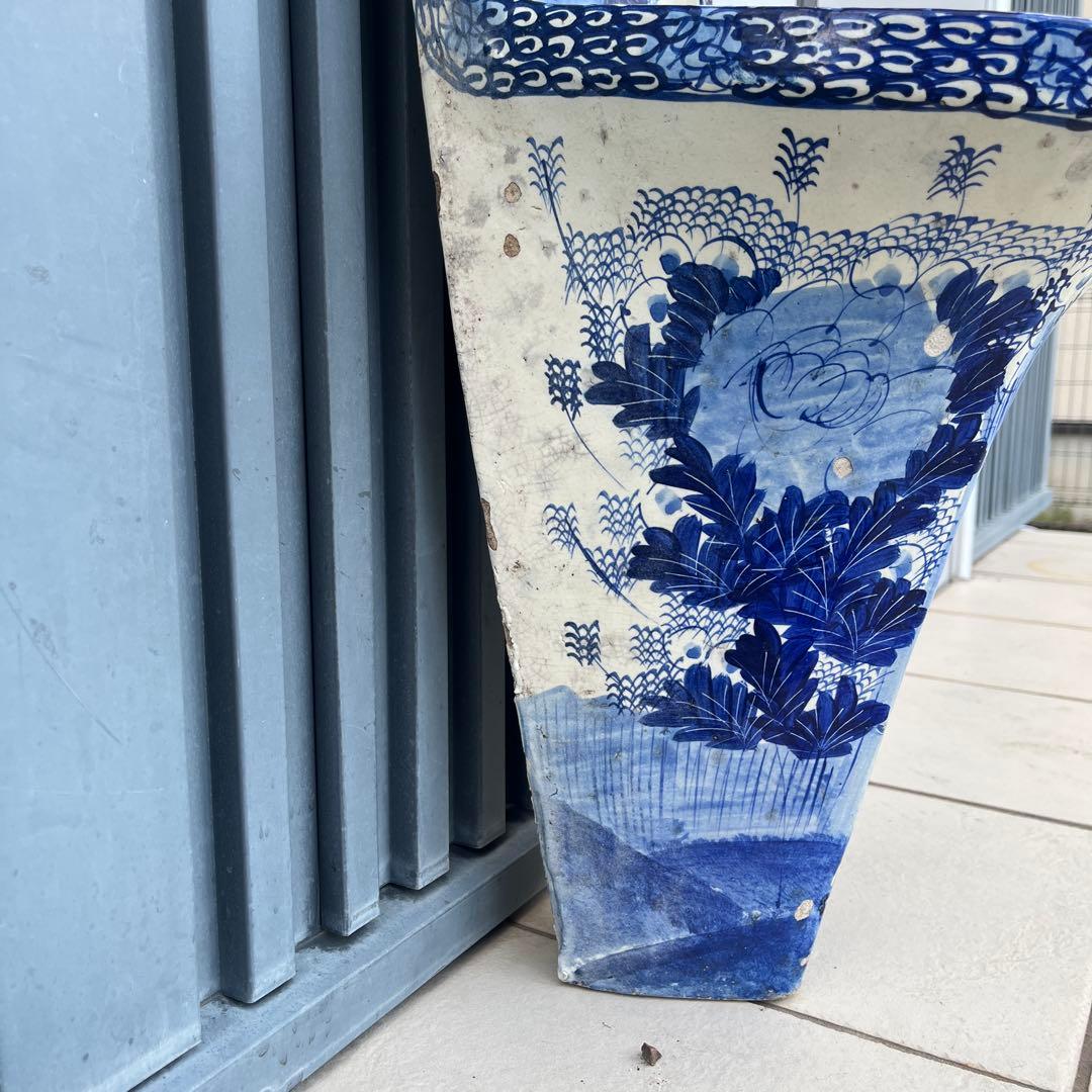 瀬戸本業窯　見立て鉢植え　花器　明治期