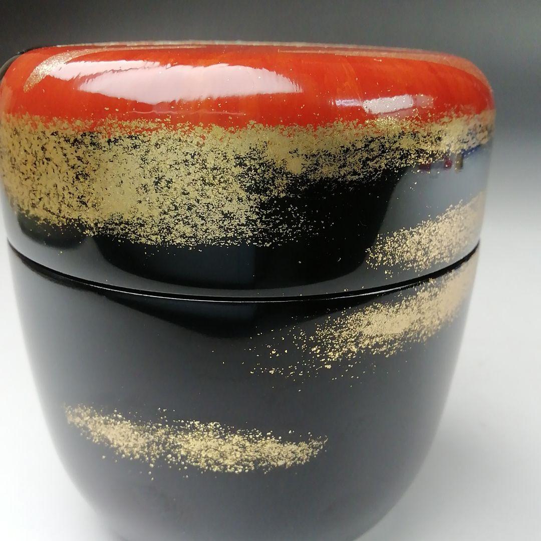 Ｔ８３２　棗　『紅富士蒔絵』『輪島塗』『中棗』『蒔絵師　黒川和禅』　共箱　茶道具