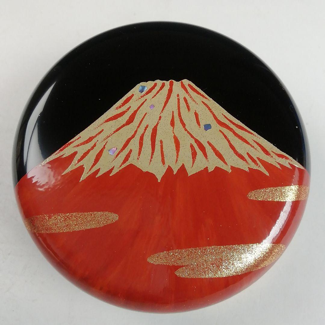 Ｔ８３２　棗　『紅富士蒔絵』『輪島塗』『中棗』『蒔絵師　黒川和禅』　共箱　茶道具