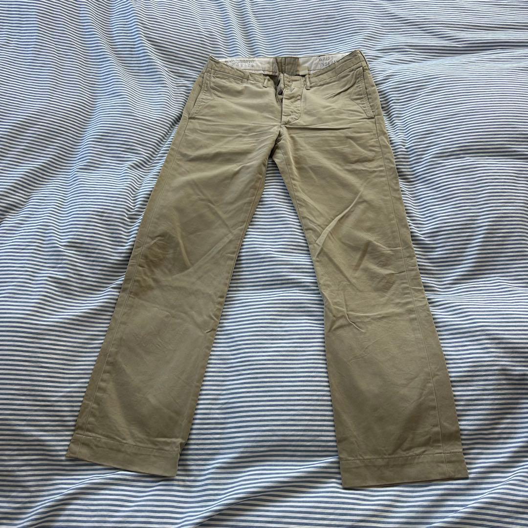 【ダブルアールエル　RRL】　オフィサーズパンツ　チノ　30インチ　カーキ