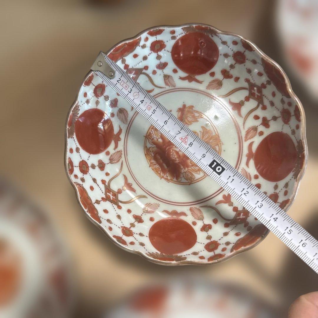 赤玉ようらく　なます皿？　波型陶器皿 10個セット