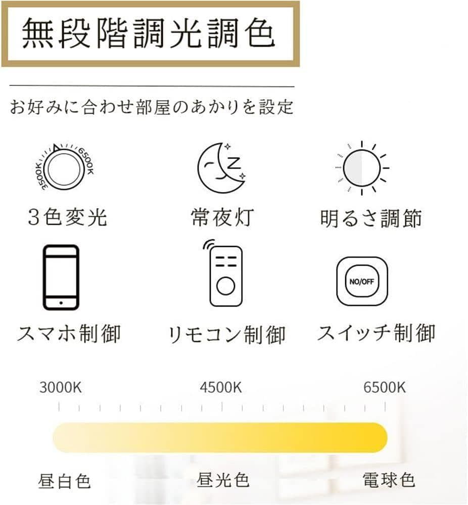 KOVOL LEDシーリングライト「リモコン/スマホAPPで遠隔制御」