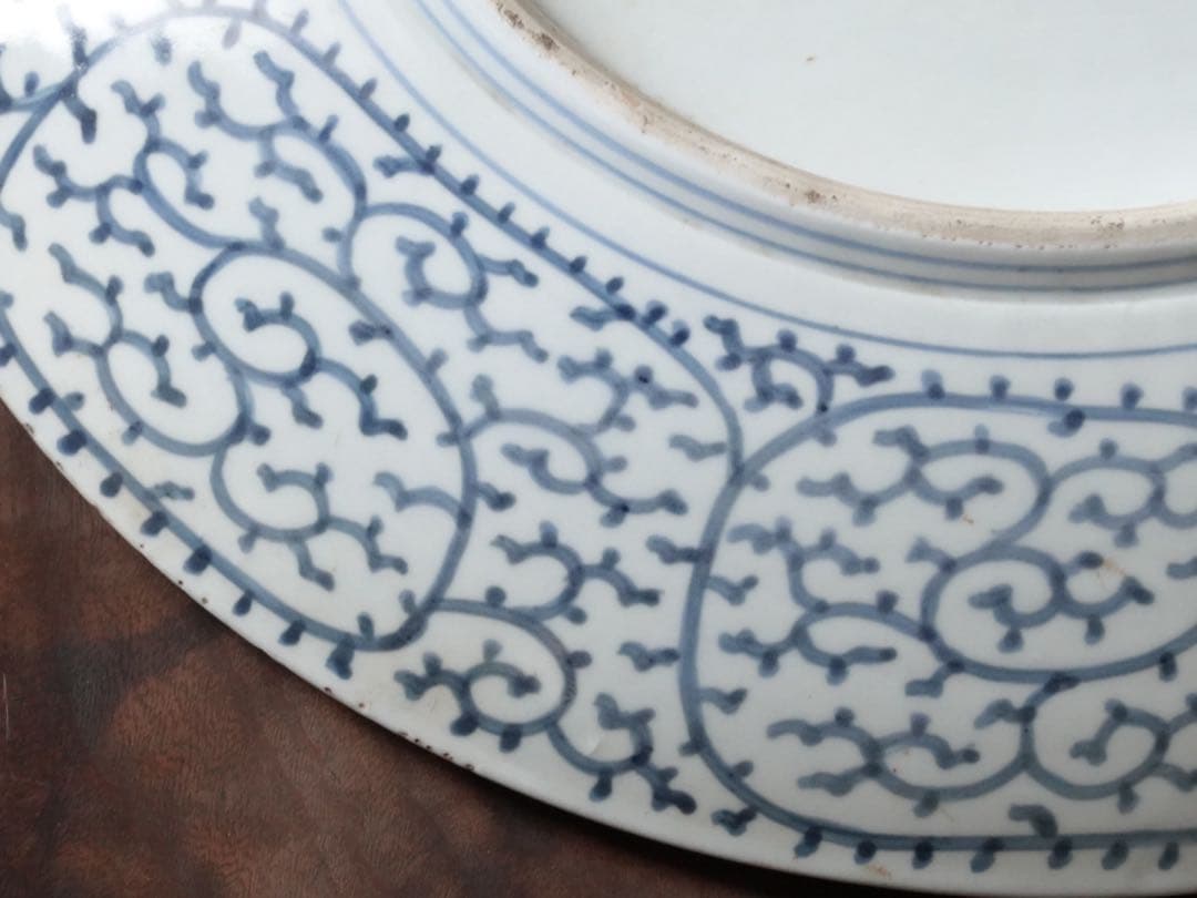 江戸時代　後期　古伊万里　微塵唐草　松竹梅文　大皿　飾皿　額皿　陶額　尺三寸