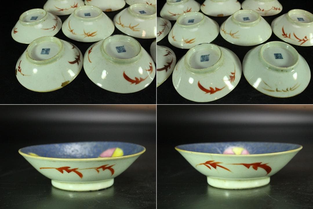 中国美術 色絵 十錦 皿 十件(K-LC764)