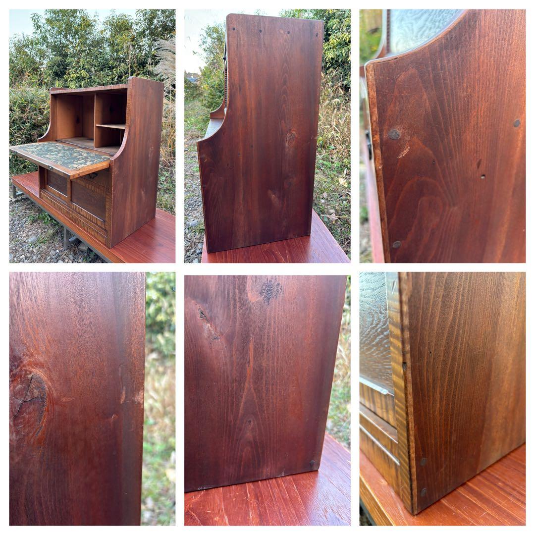 アンティーク 木製 帳場机ライティングビューロー デスク チェスト レトロ