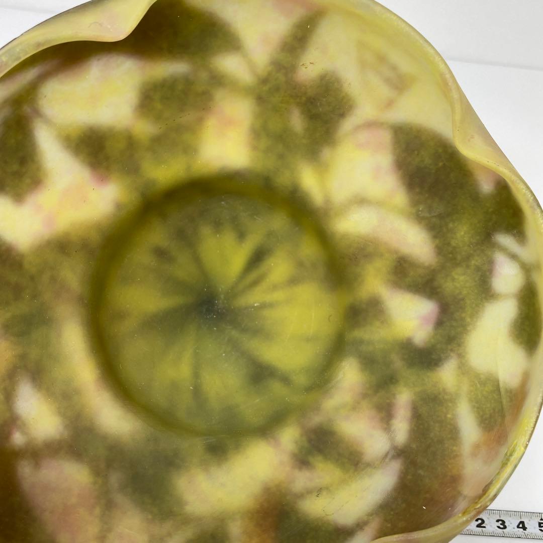 19世紀　ドームナンシー　異色ガラス溶込酸化腐食彫花瓶　東さ7-0130☆2F