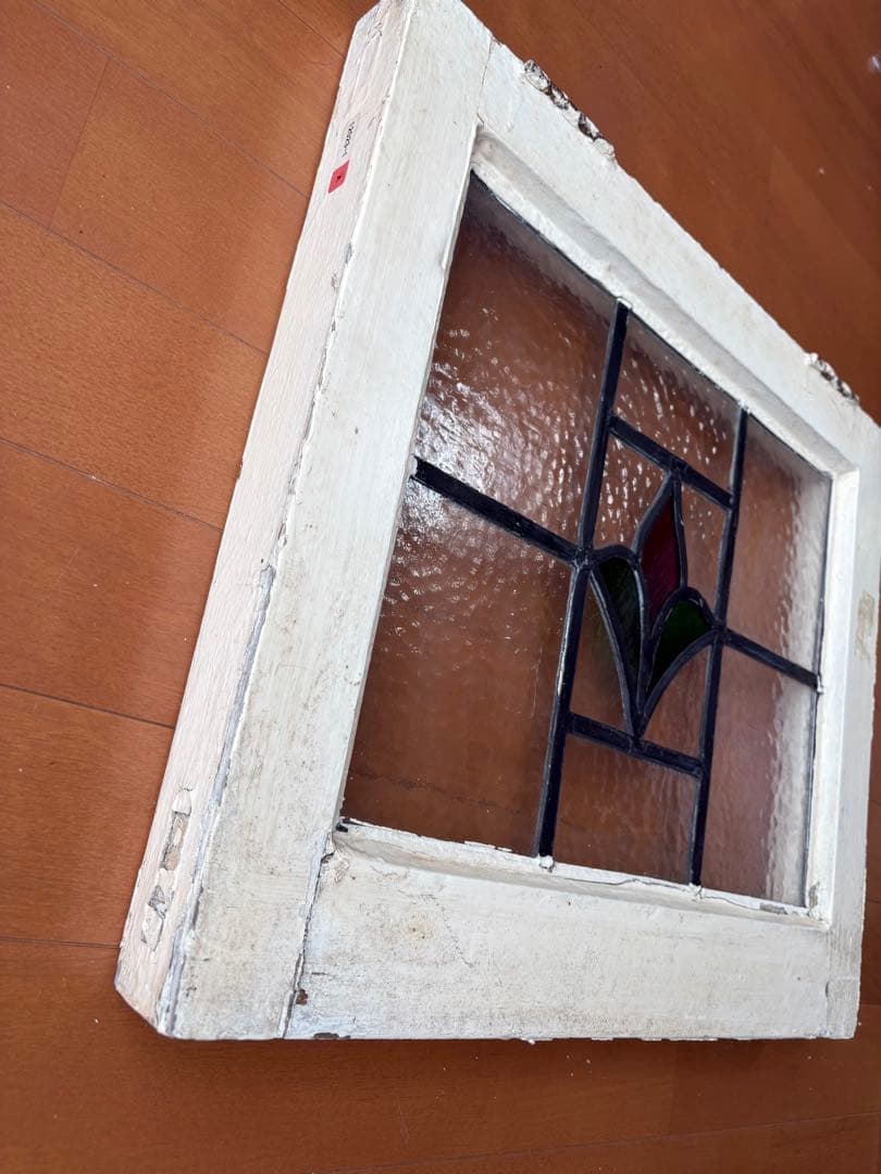 英国アンティーク ステンドグラス 窓枠付きパネル｜イギリス製｜店舗什器・DIY