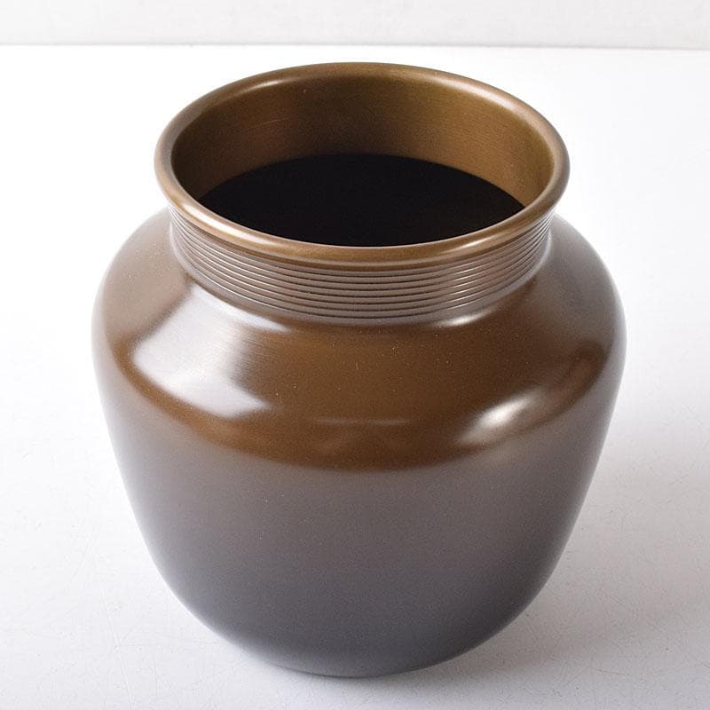 茶道具　釜師　川邊憲一(三代庄造)造　唐銅　口糸目　建水　共箱　N　R8397