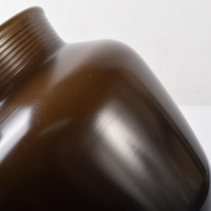 茶道具　釜師　川邊憲一(三代庄造)造　唐銅　口糸目　建水　共箱　N　R8397