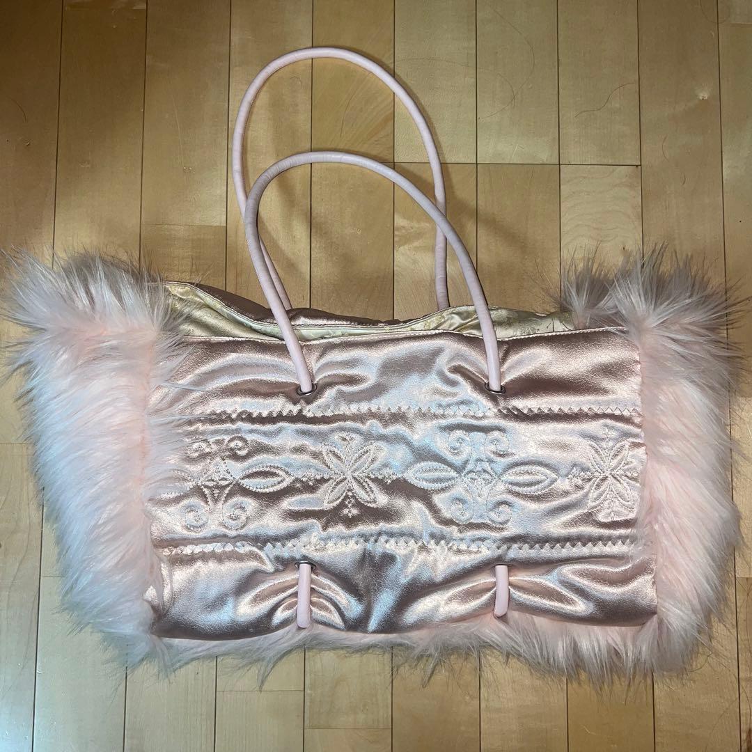 SCULPTOR Fluffy Slouchy Satin Bag ピンク