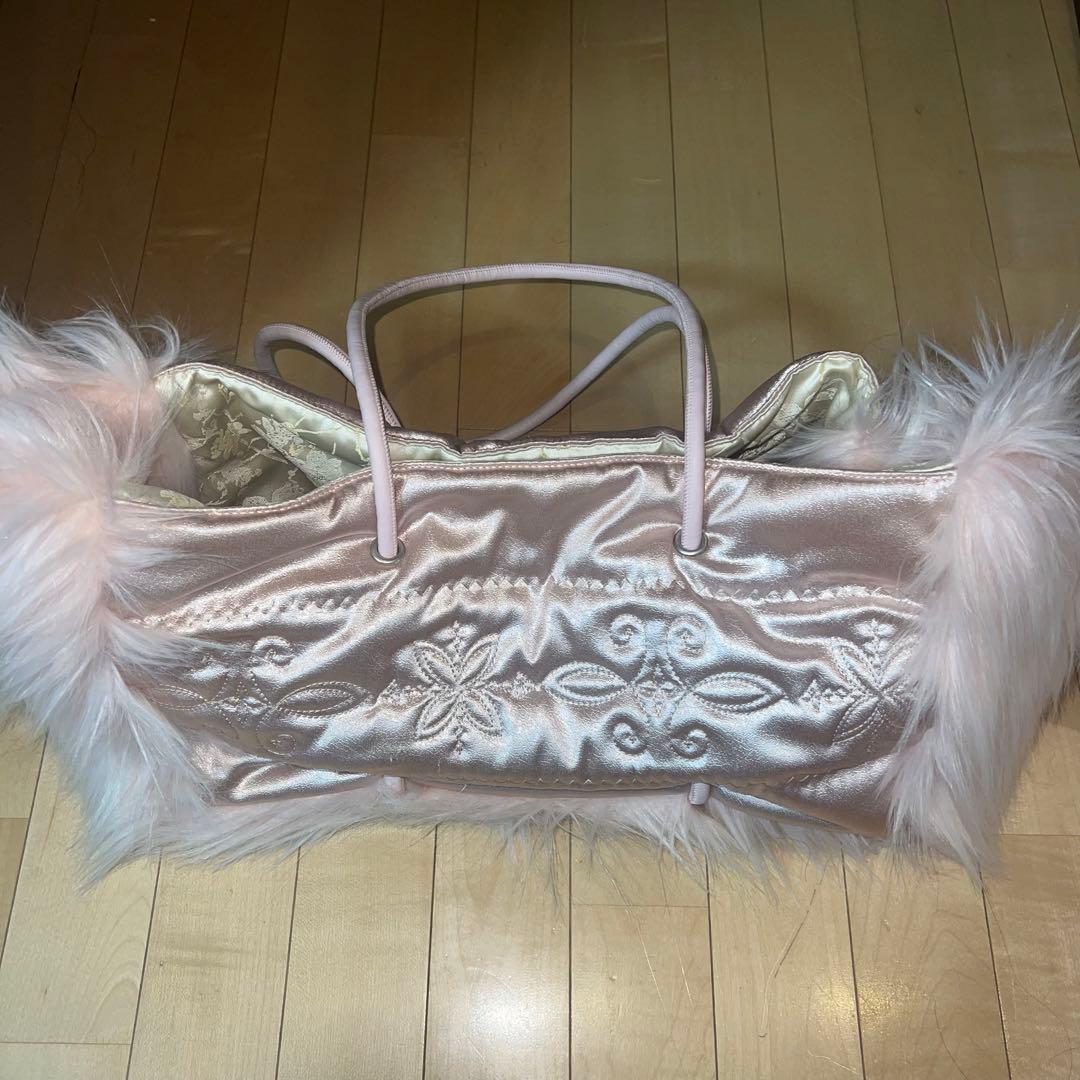 SCULPTOR Fluffy Slouchy Satin Bag ピンク