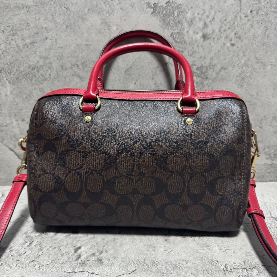 極美品✨️コーチ 2way ボストンバッグ PVC レザー シグネチャー 茶 赤