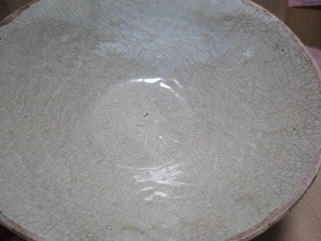 中国　南宋　鳳凰文唐草文青白磁鉢　古箱付き　I31-1