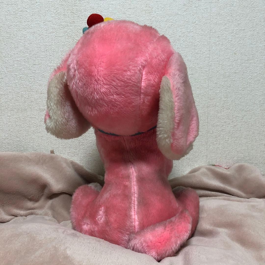 昭和レトロ　ヴィンテージ ピンク色　犬　ぬいぐるみ　中古品