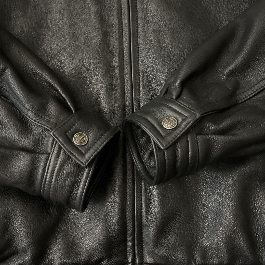 レザージャケット 本革 シングルライダース ブルゾン ブラック