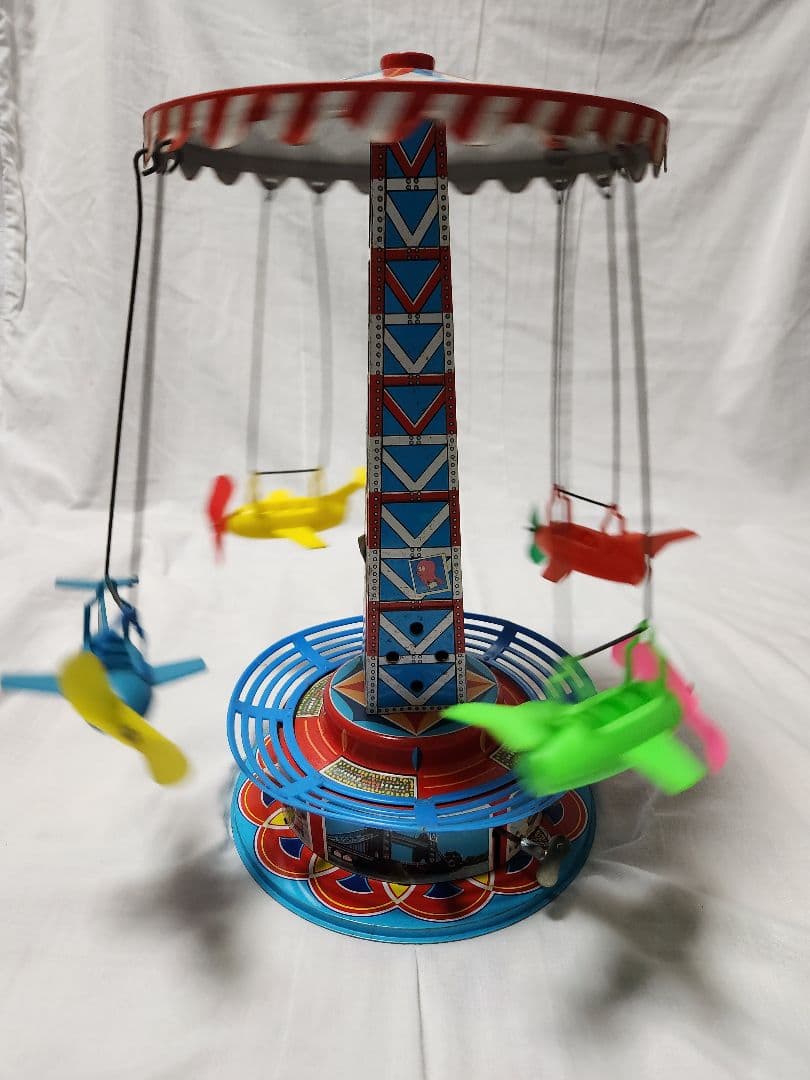 レトロ ブリキ玩具 日本製 メリーゴーランド ネジ式 ATC アサヒ玩具 動作品