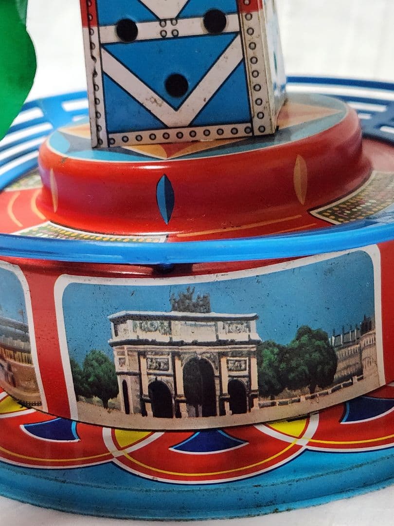 レトロ ブリキ玩具 日本製 メリーゴーランド ネジ式 ATC アサヒ玩具 動作品