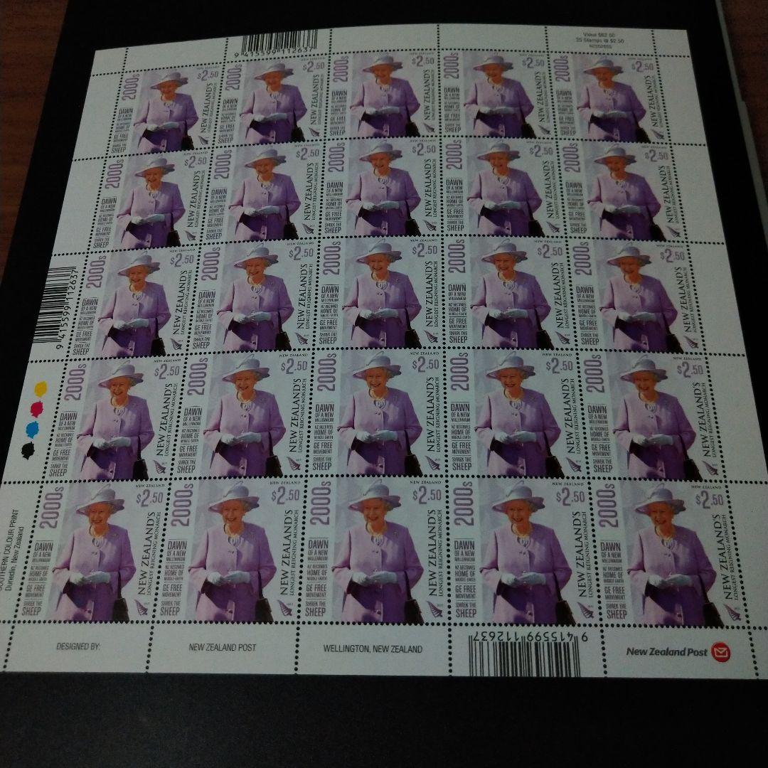 海外切手　ニュージーランド　エリザベス女王最長君臨記念切手　完6種シート未使用品