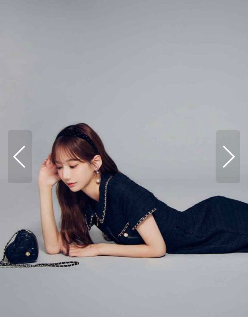 ジュエルズネイビー ジップアップ ツイードドレス Sサイズ未使用