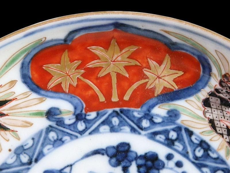 古伊万里　色絵　窓絵　貝の図　４寸皿　５枚　A137AS-CYs