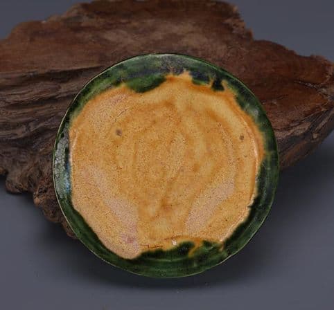 唐三彩の彫刻の模様の印影の箱コンパクトの置物