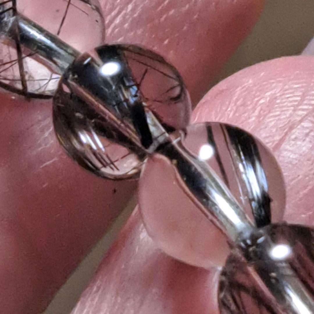 ブラックルチル クォーツ ブレスレット 二酸化チタンの本物ルチル 激レア品