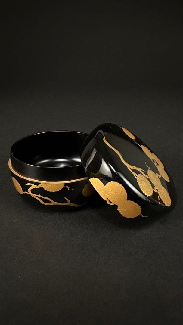 蒔絵 平棗 金蒔絵 棗 木製 在銘