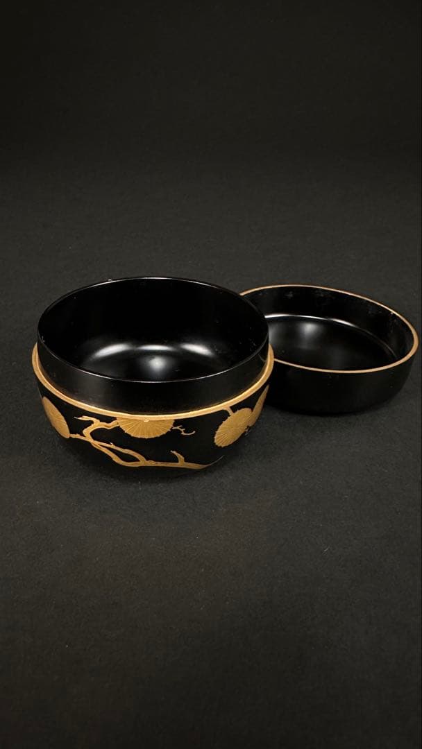 蒔絵 平棗 金蒔絵 棗 木製 在銘