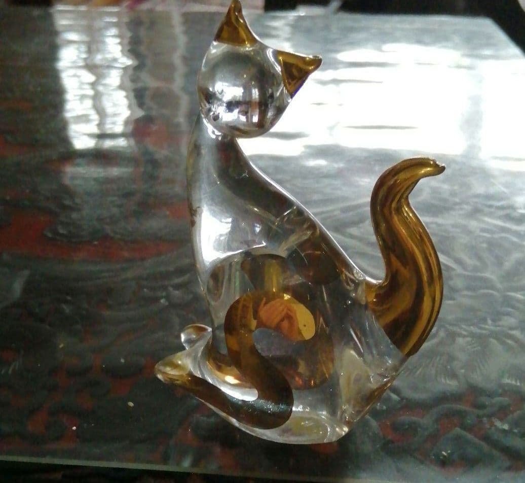 ベネチア　ムラーノ　ヴェネチアンガラス　置物　Murano　猫　ネコ