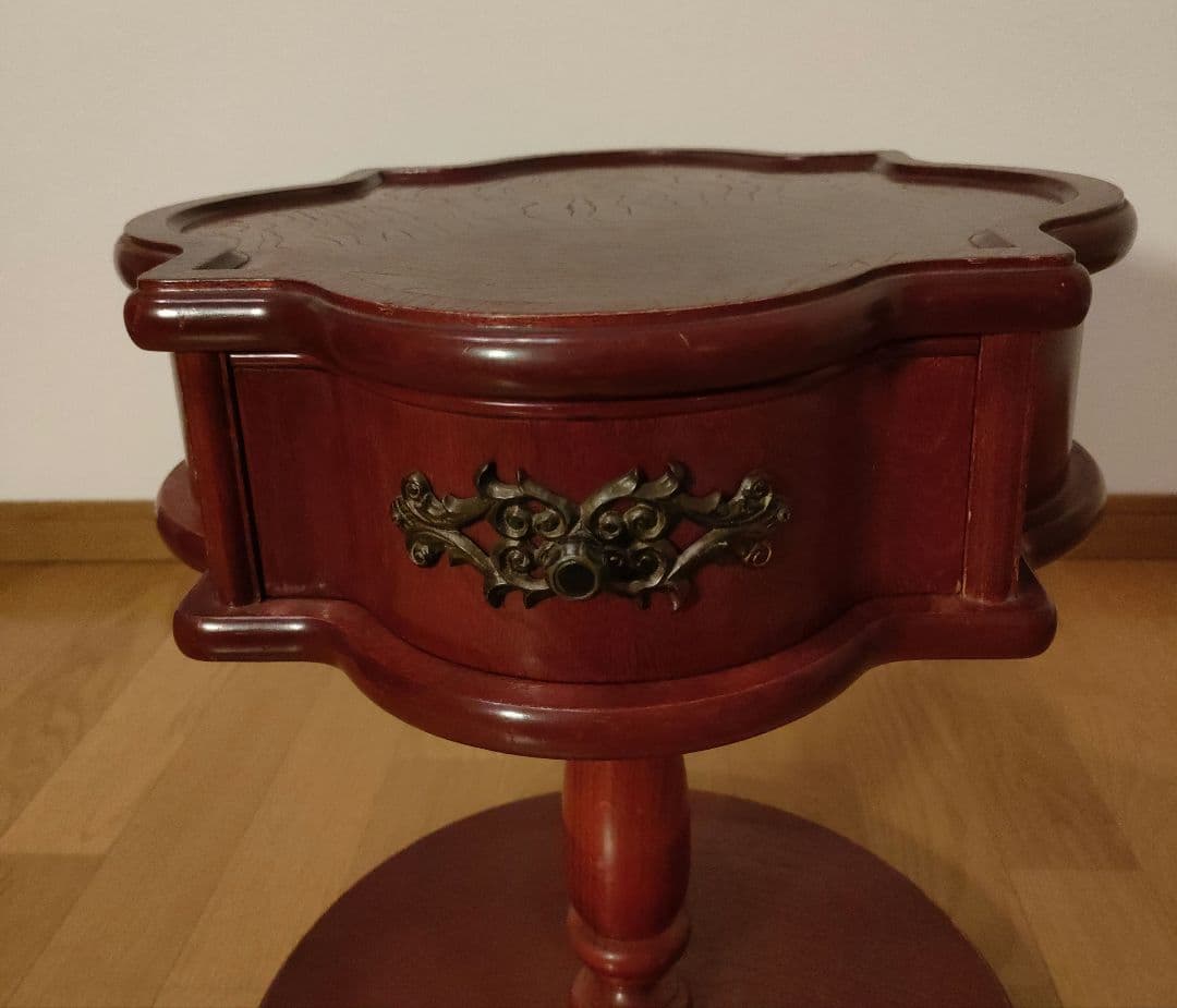 サイドテーブル 花びら型天井 引き出し付 ヴィンテージ アンティーク