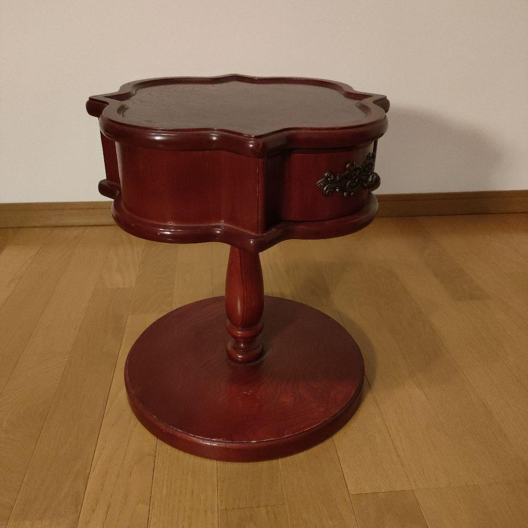 サイドテーブル 花びら型天井 引き出し付 ヴィンテージ アンティーク