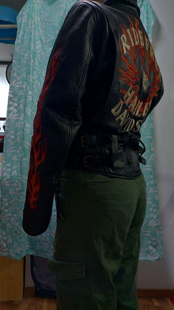 HARLEY DAVIDSON レザージャケット フレイムス刺繍