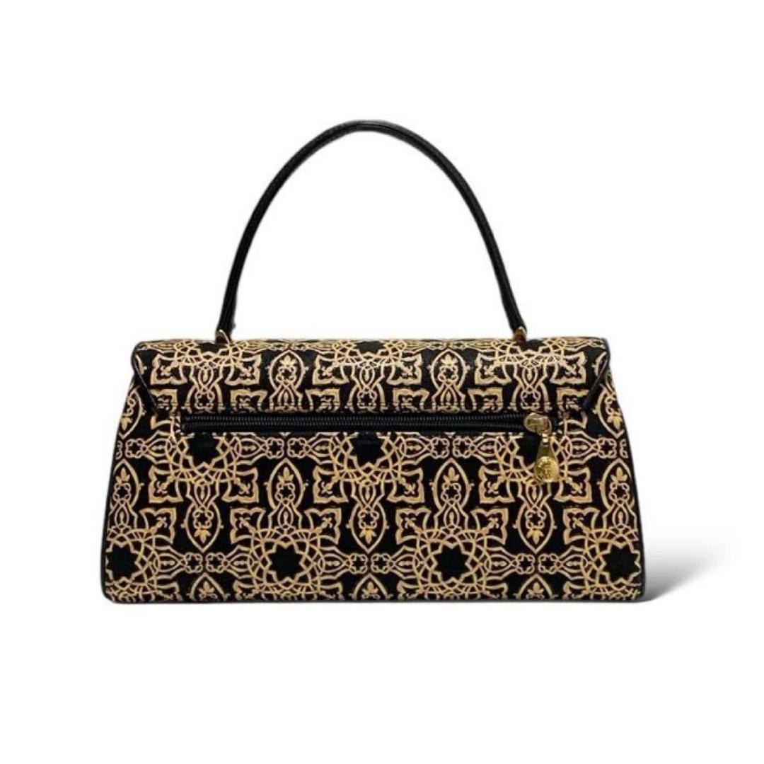 美品 印傳屋 インデンヤ ハンドバッグ 和装バッグ キナート 和風 刺繍 レザー