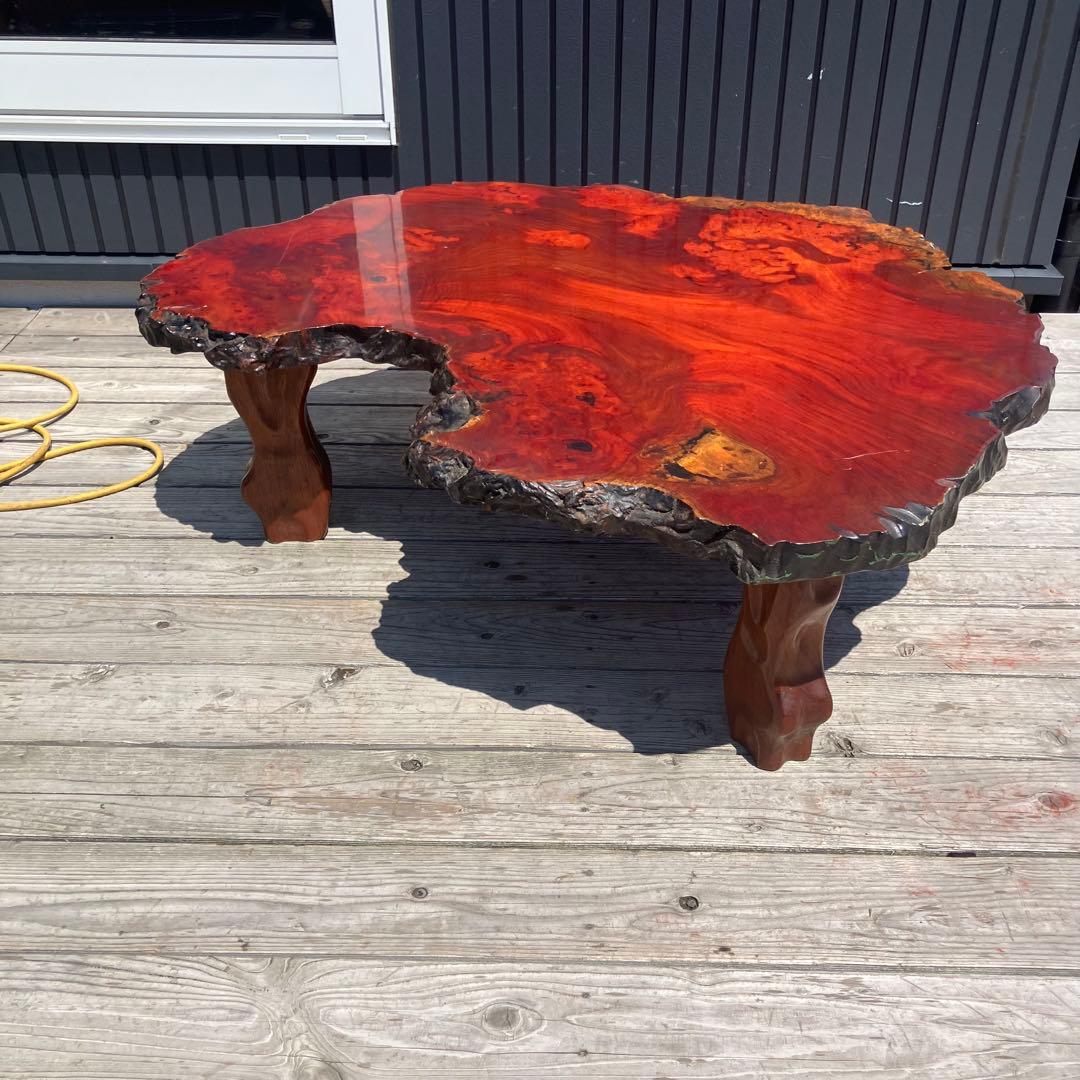 昭和レトロ 銘木 花梨 一枚板 大型座卓 センターテーブル サイドテーブル