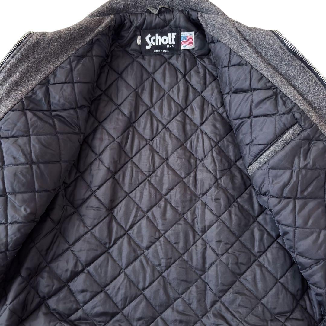 Schott ショット ウール ジャケット シングルライダース グレー LL