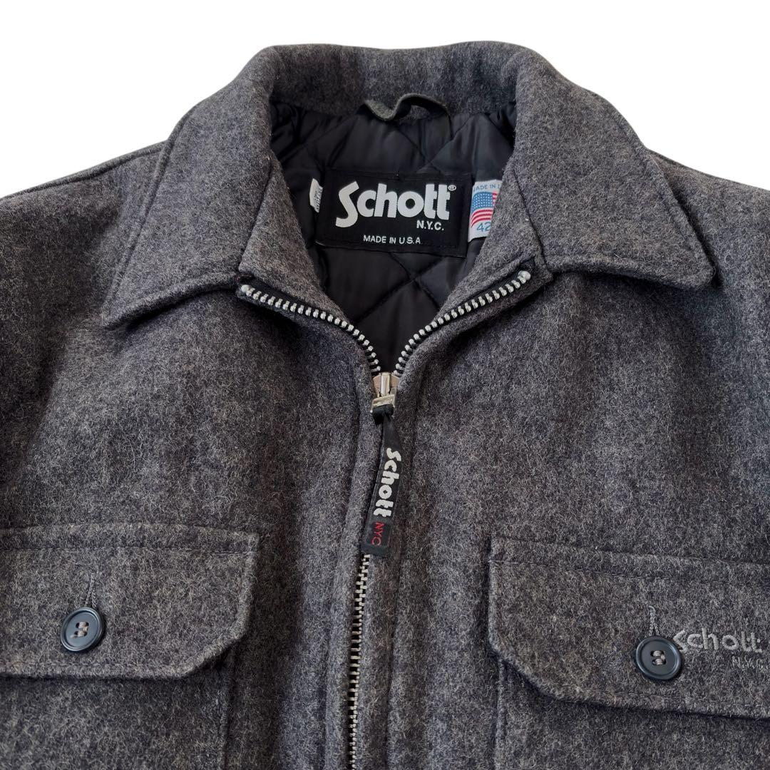 Schott ショット ウール ジャケット シングルライダース グレー LL