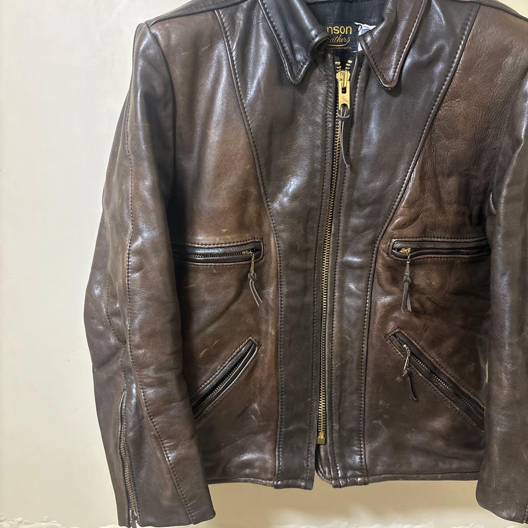 vanson ブラウンレザー シングルライダースジャケット