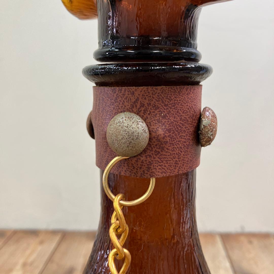 D-4 ② ヴィンテージ ダックスフント ダキャンタ デカンタ アンバーガラス