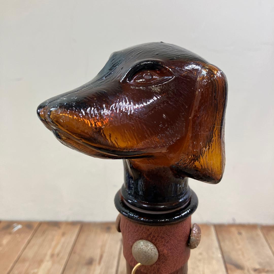 D-4 ② ヴィンテージ ダックスフント ダキャンタ デカンタ アンバーガラス