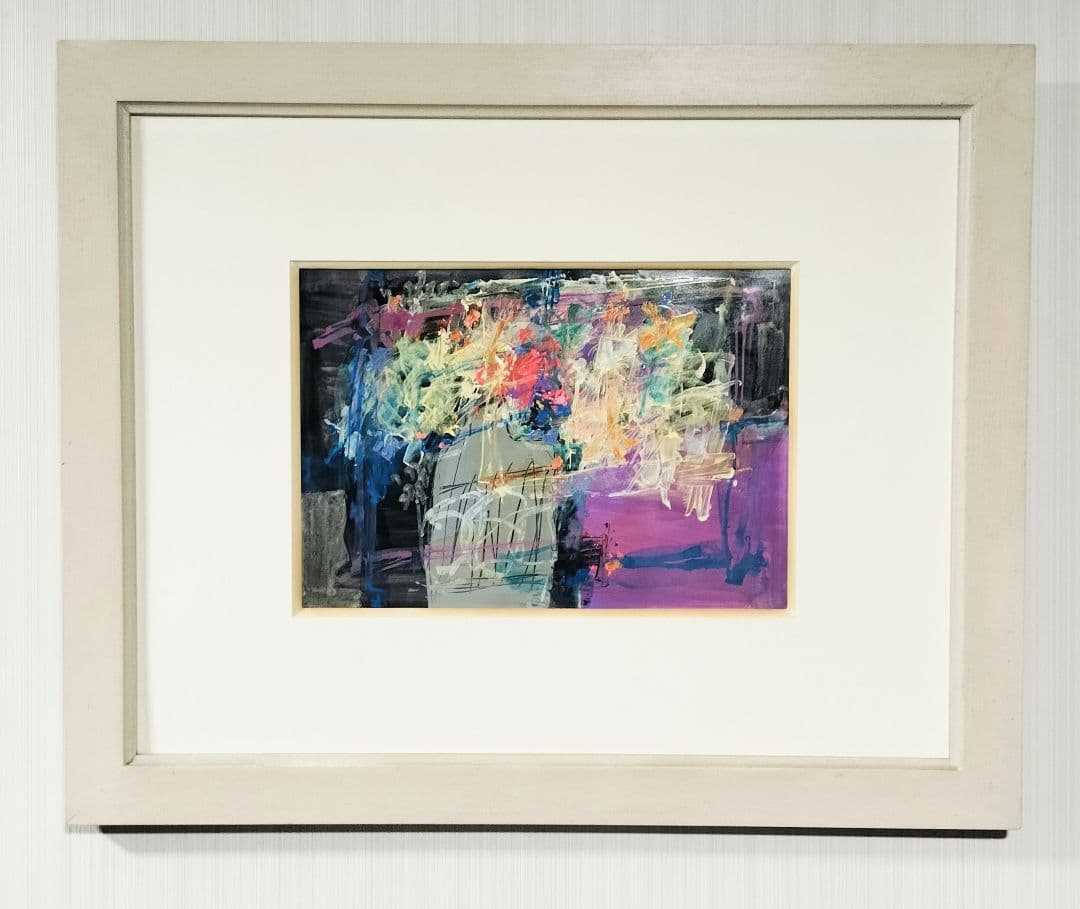 増島豊治　花(小)　額付　アクリルガッシュ　絵画　 原画　匿名配送