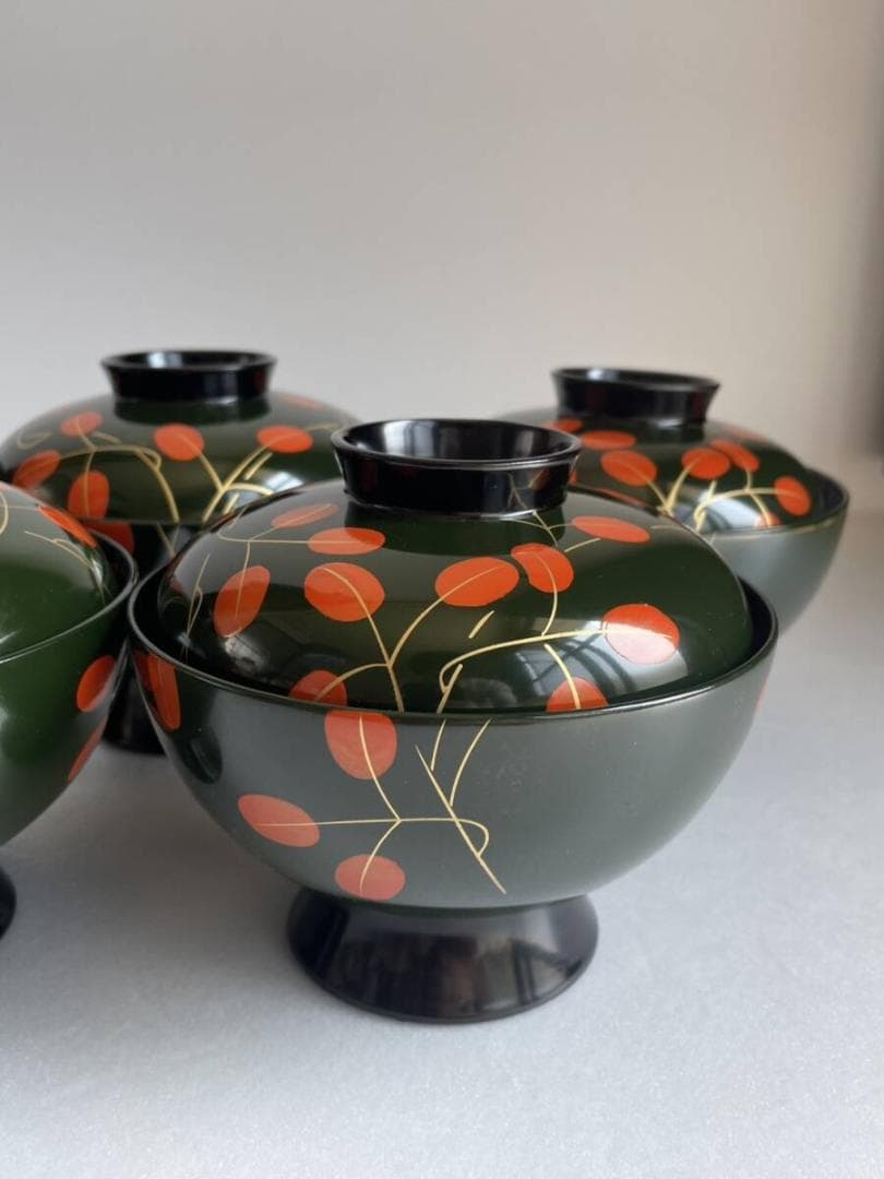 ①輪島塗 吸物椀 五客 木箱付 漆器 50 お椀