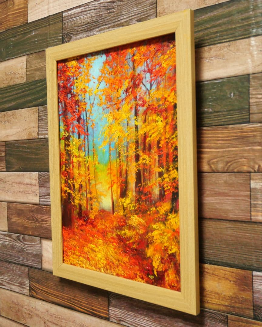 油絵 絵画 【森の紅葉】