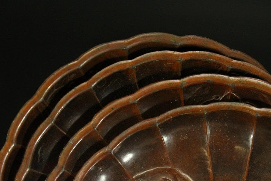 煎茶 銅 茶托 九件 二種(A321)