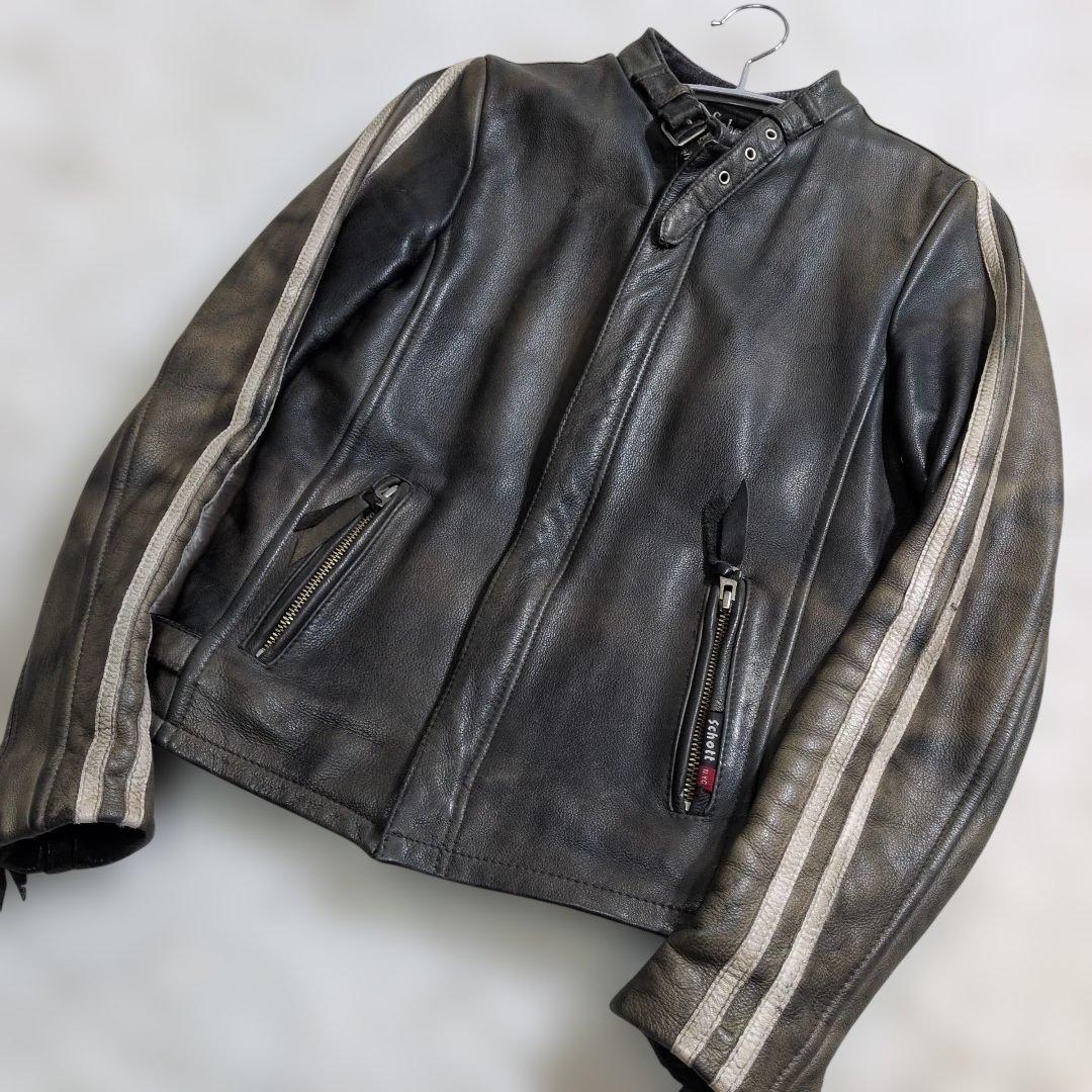 ショットクラシックレーサーレオパードヒョウ柄 XS ヴィンテージ加工　ライン