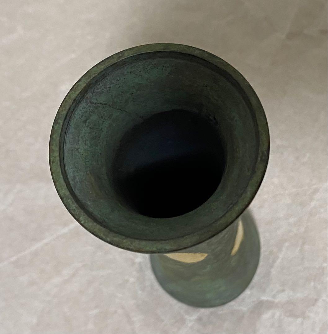 秦蔵六造り　塗金銅花生と塗金銅瑞鳥置物のセット