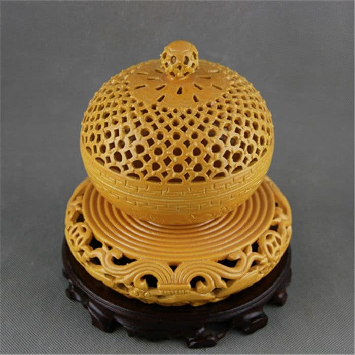 清乾隆黄釉回転式透かし香炉 景徳鎮 陶磁器 装飾品 現代工芸品 美術品 置物