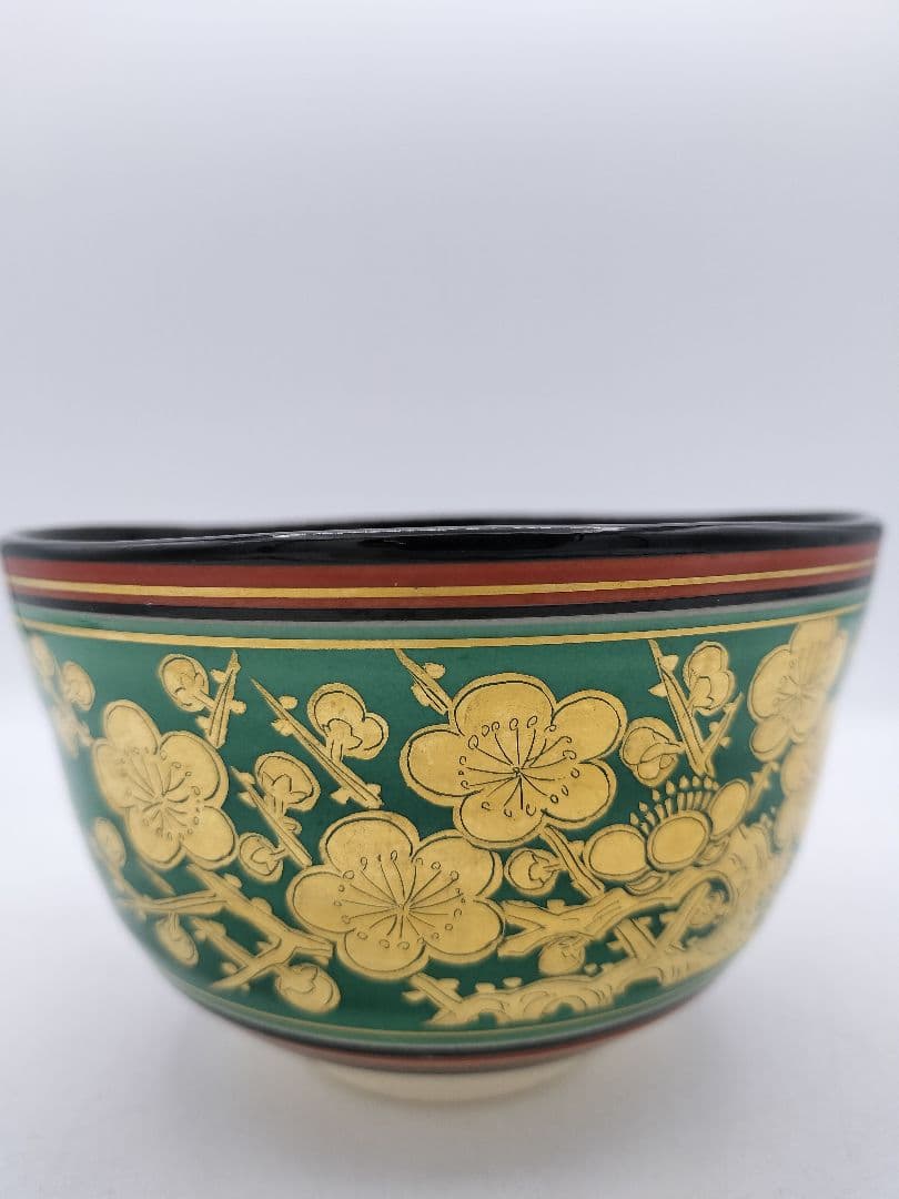 c483 茶碗 黒仁清 松竹梅 手塚充 木箱 茶道具 古物